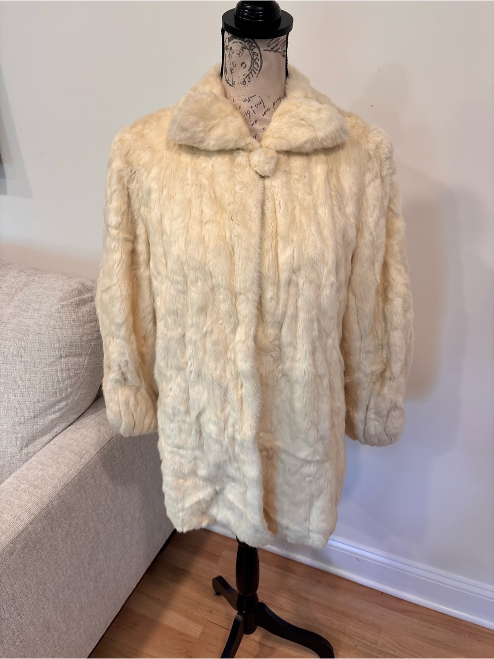 Vintage white mink cape coat